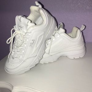 All White Fila Sneakers
